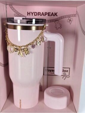 NIB HYDRAPEAK Pink Charm Bracelet-Style Accent Travel Tumbler